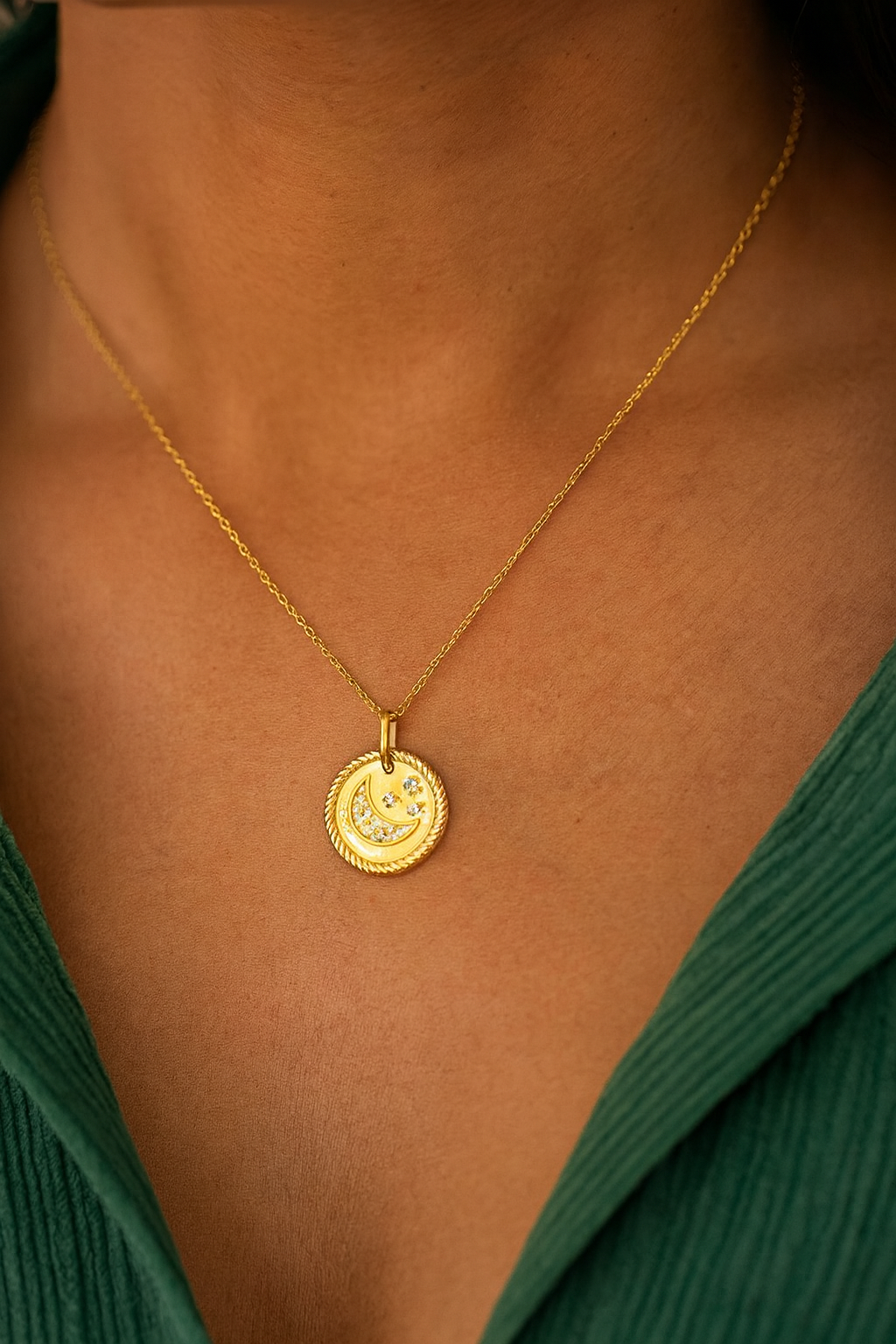 Stardust Moon Charm Necklace